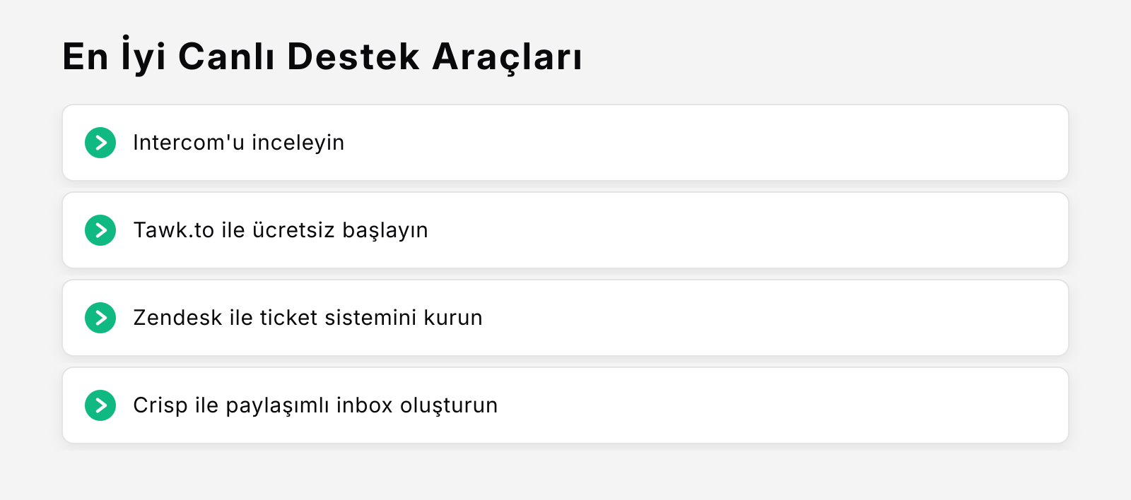 checklist for Quick Picks (Hızlı Seçimler)