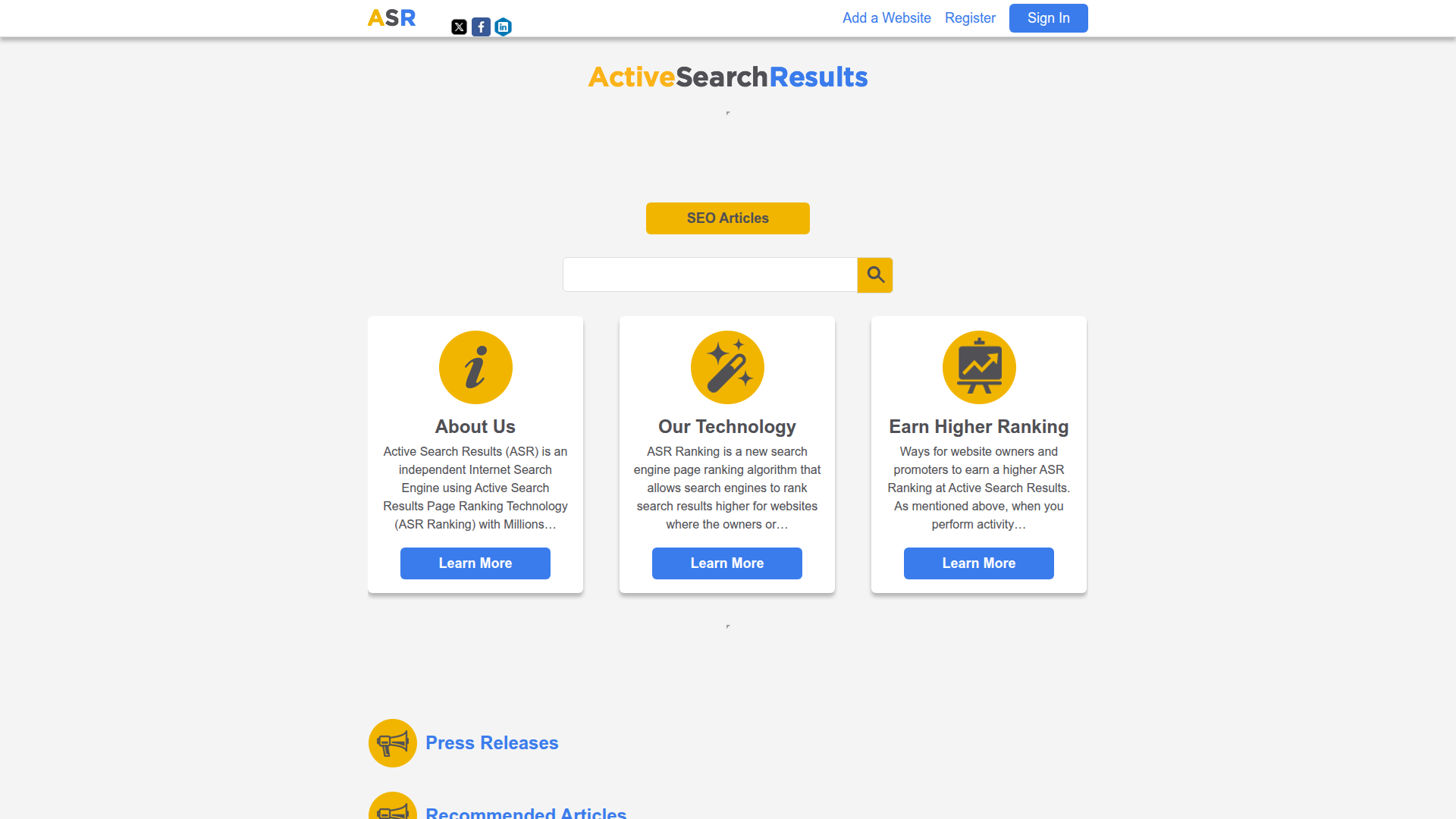 Active Search Results website screenshot