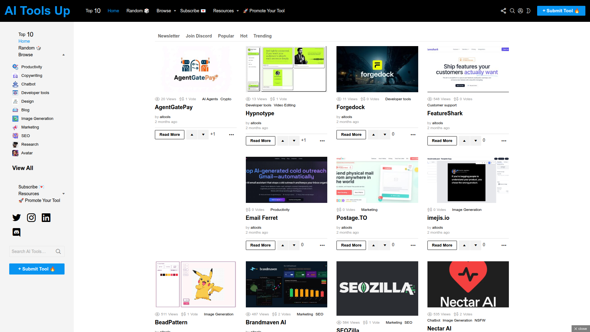 AI Tools Up website screenshot