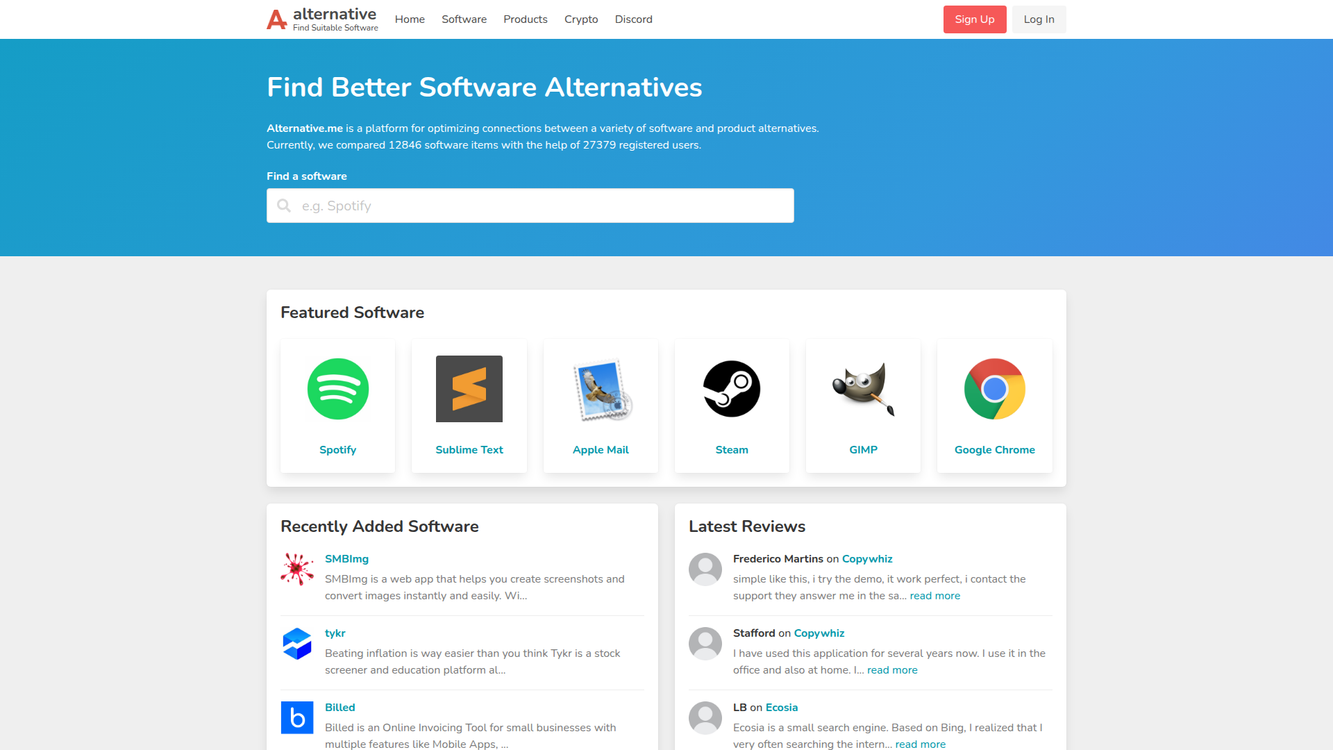 Alternative.me website screenshot