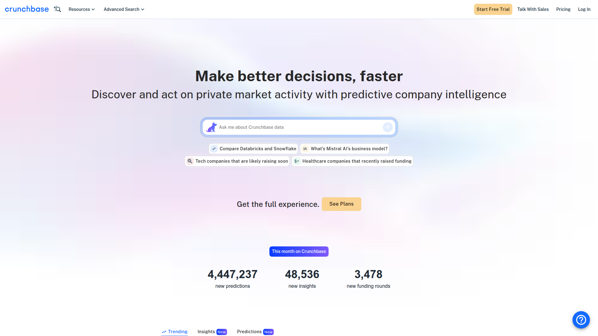 Crunchbase website screenshot