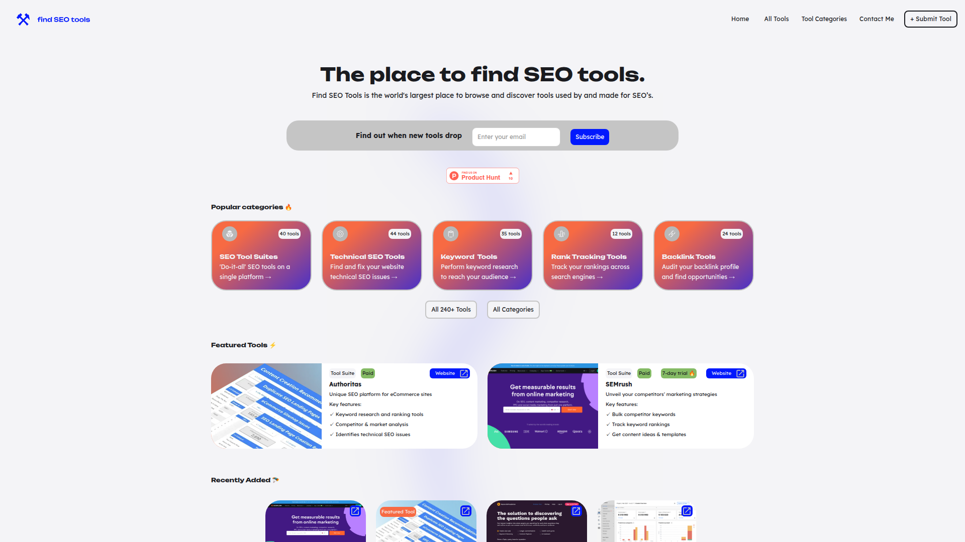 Find SEO Tools website screenshot