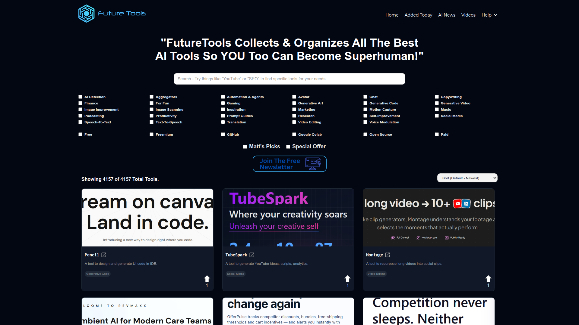 Future Tools website screenshot