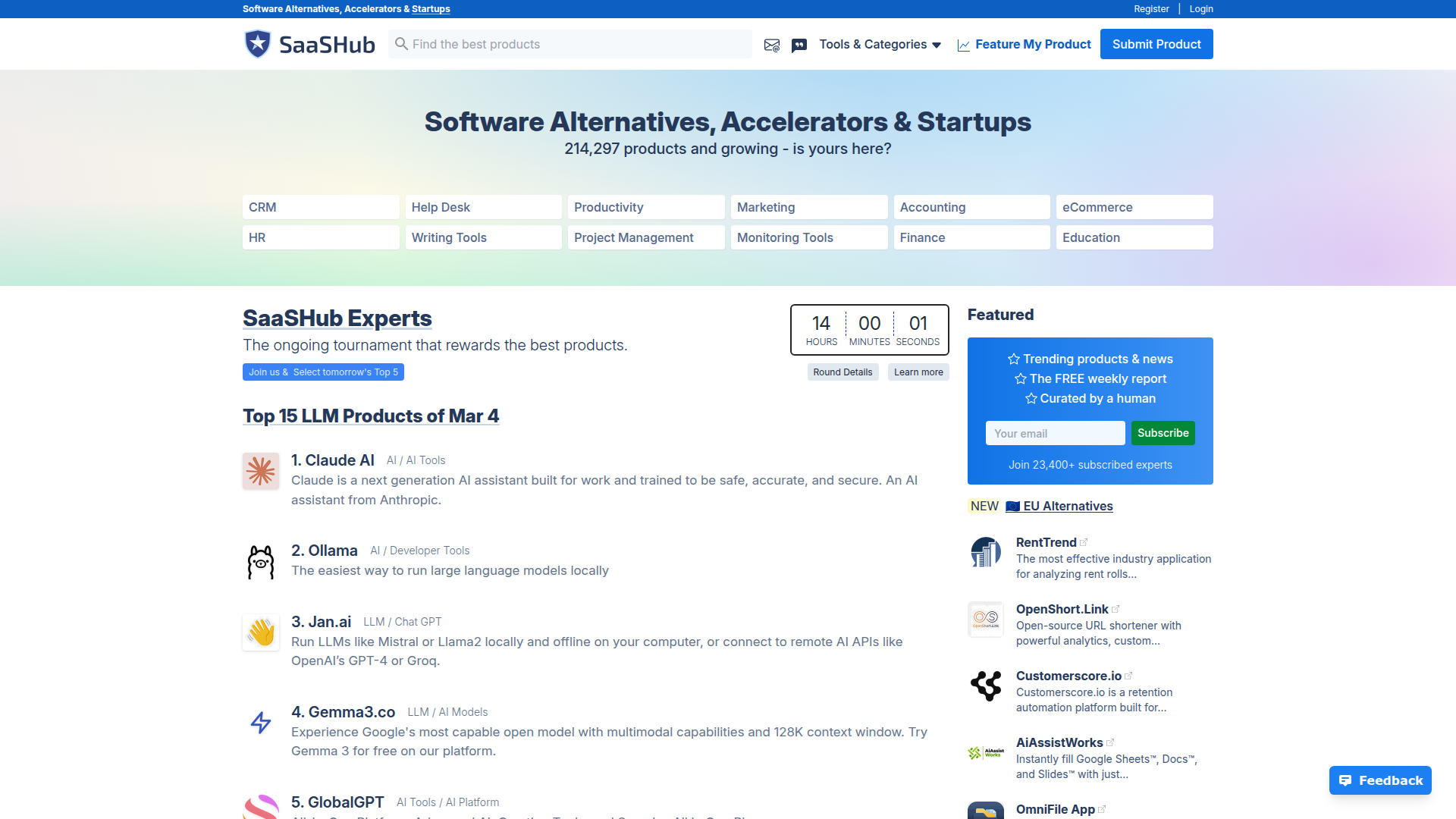 SaaSHub website screenshot