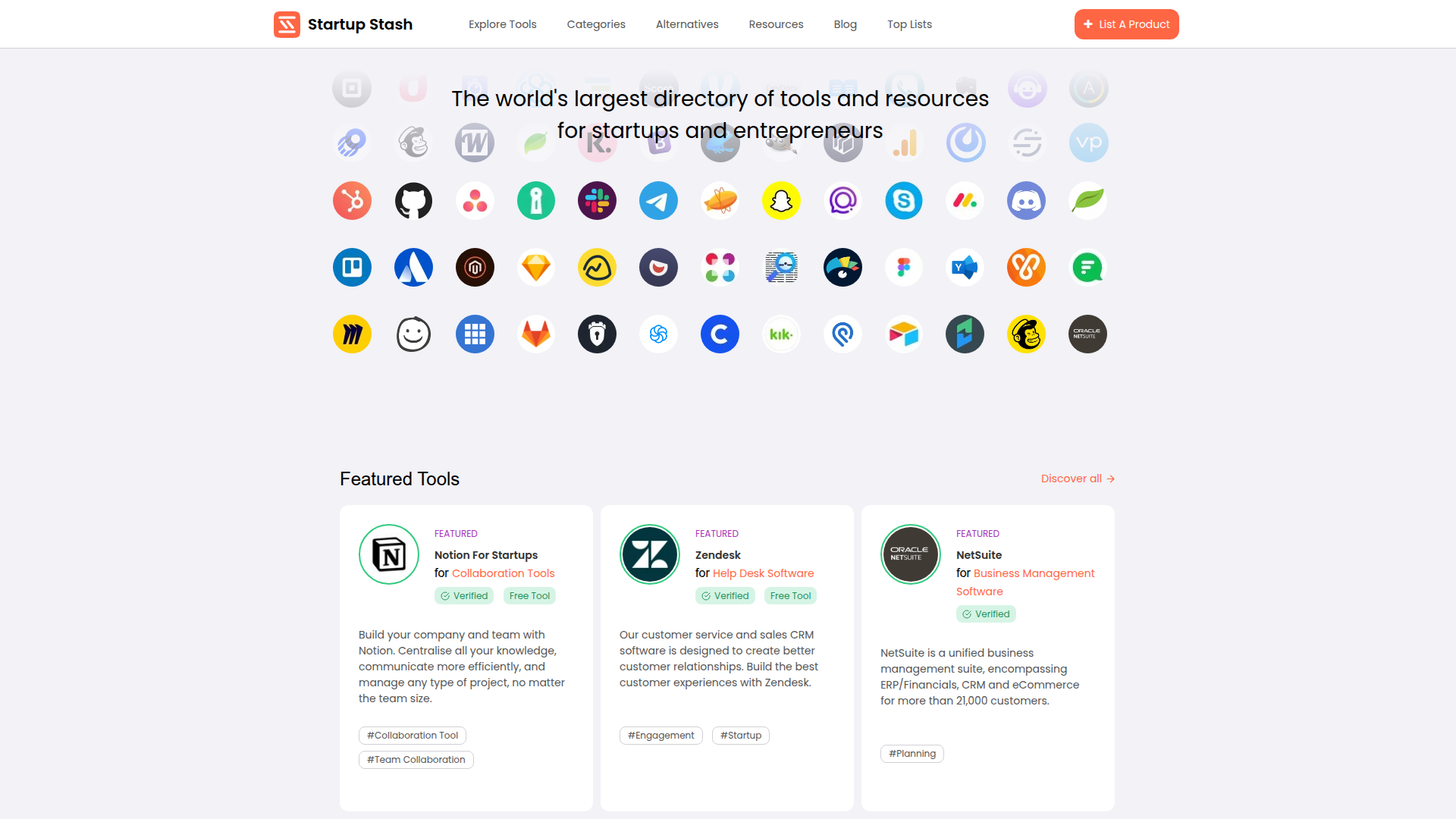 Startup Stash website screenshot