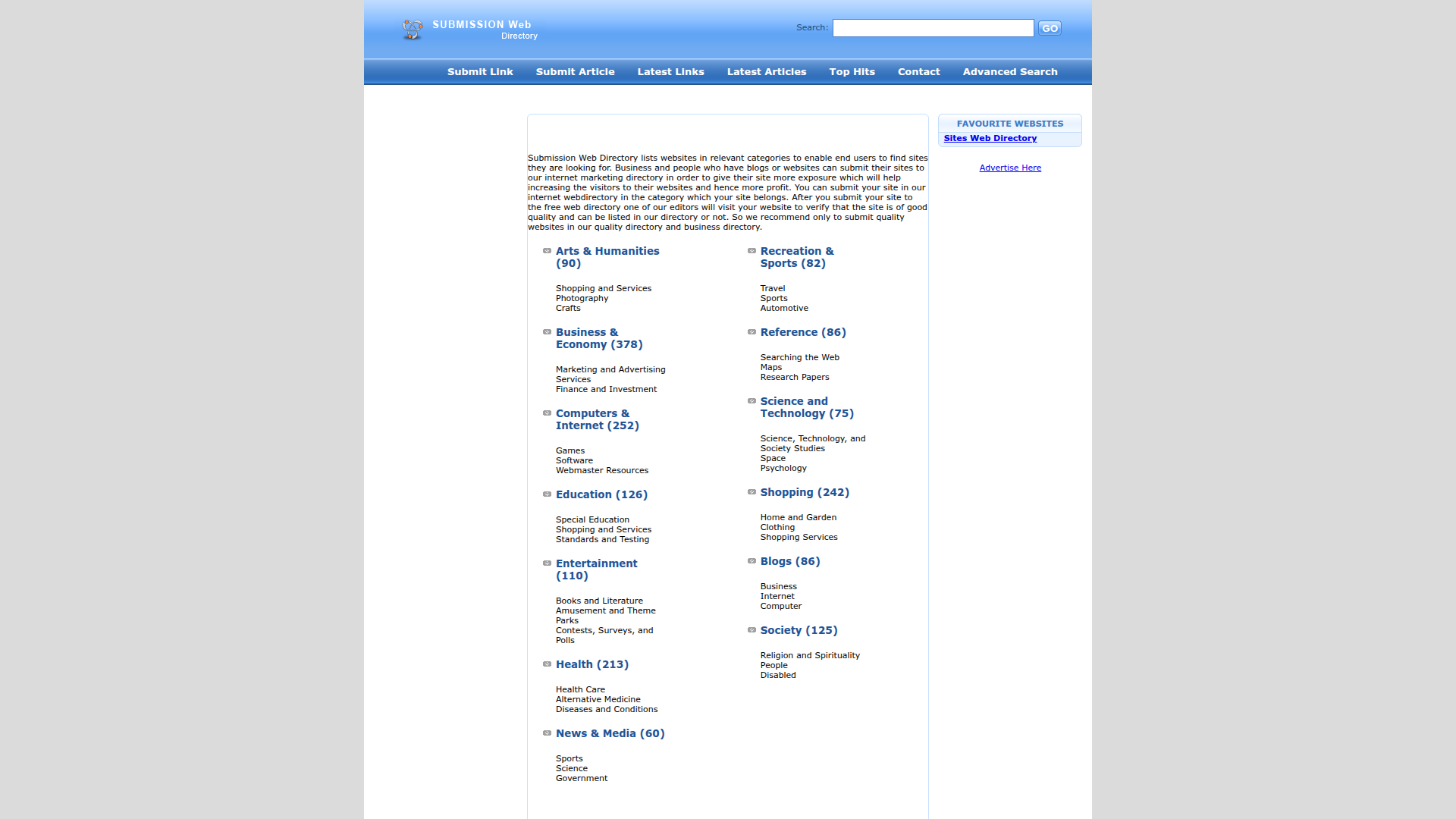 Submission Web Directory website screenshot