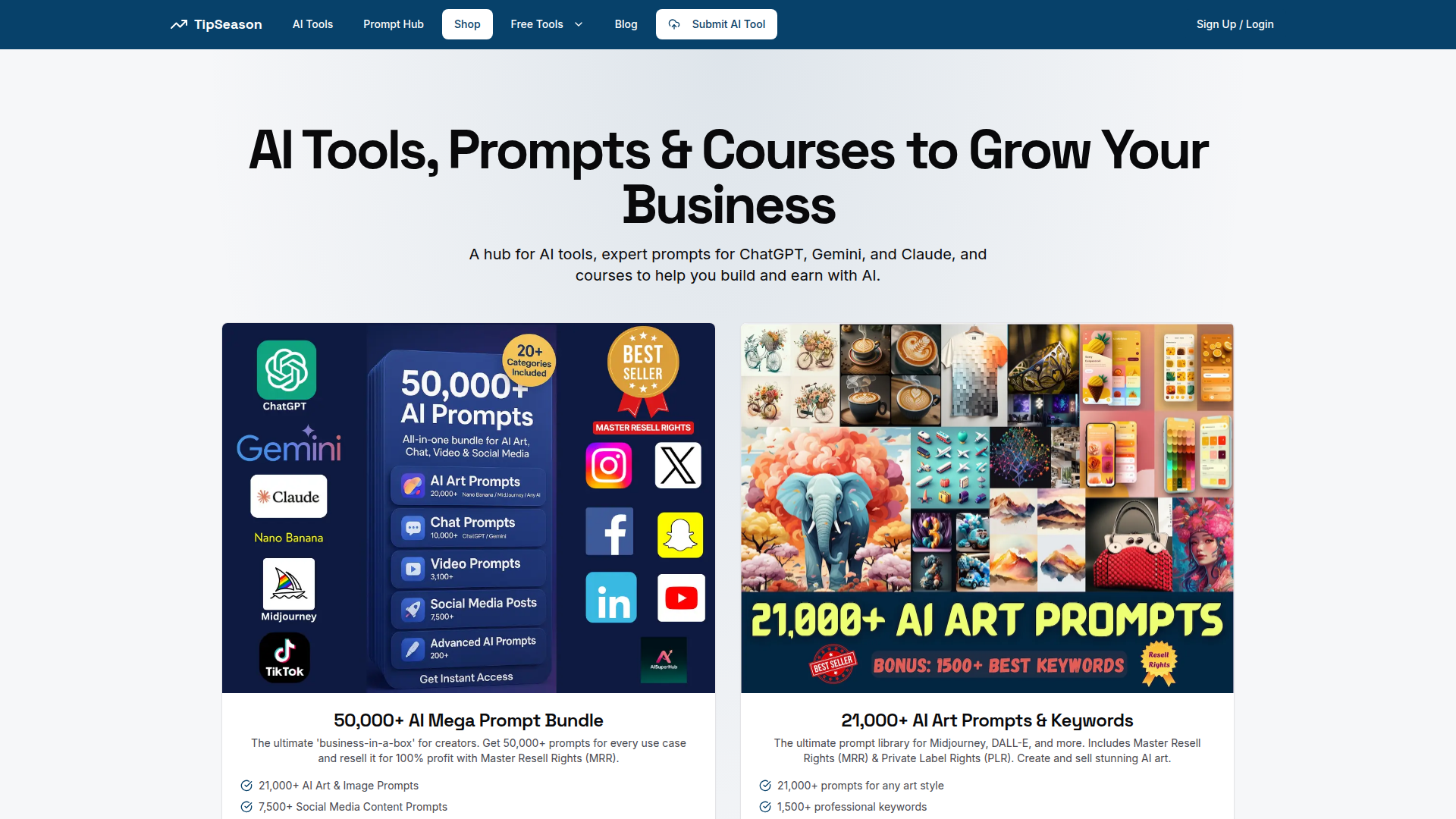 TipSeason website screenshot